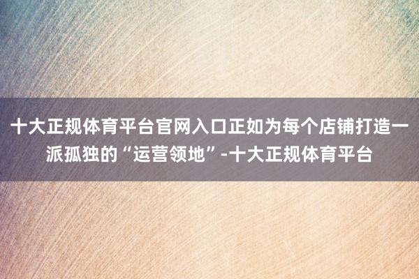 十大正规体育平台官网入口正如为每个店铺打造一派孤独的“运营领地”-十大正规体育平台