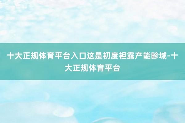 十大正规体育平台入口这是初度袒露产能畛域-十大正规体育平台