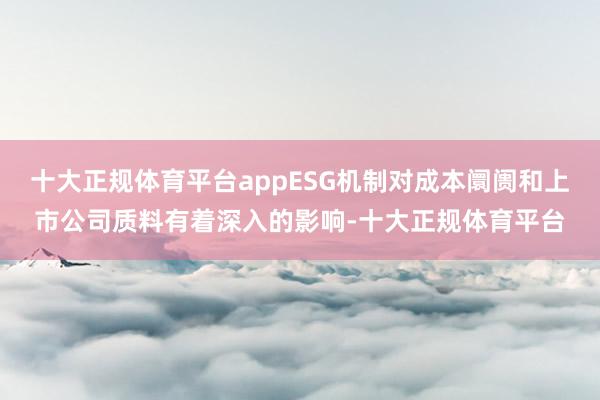 十大正规体育平台appESG机制对成本阛阓和上市公司质料有着深入的影响-十大正规体育平台