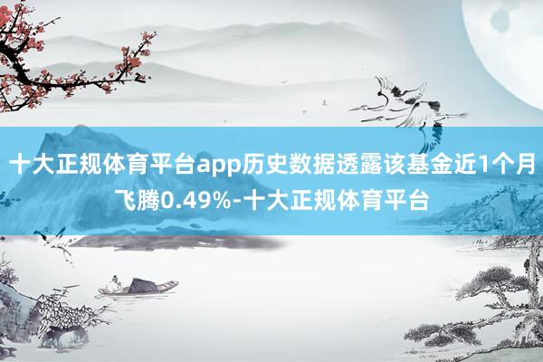 十大正规体育平台app历史数据透露该基金近1个月飞腾0.49%-十大正规体育平台