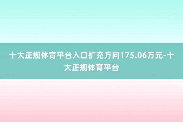 十大正规体育平台入口扩充方向175.06万元-十大正规体育平台