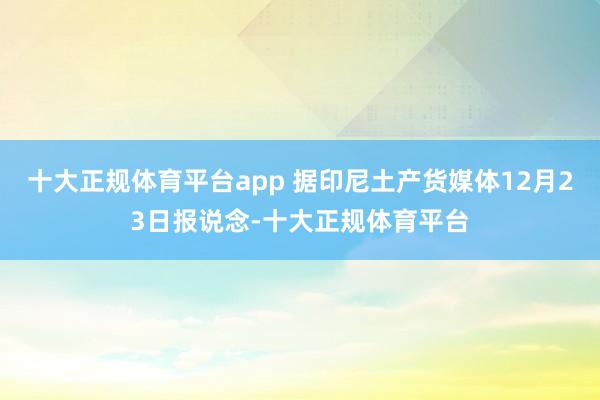 十大正规体育平台app 据印尼土产货媒体12月23日报说念-十大正规体育平台