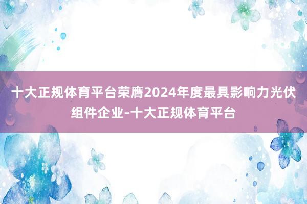 十大正规体育平台荣膺2024年度最具影响力光伏组件企业-十大正规体育平台