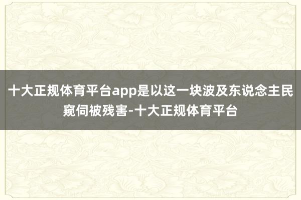 十大正规体育平台app是以这一块波及东说念主民窥伺被残害-十大正规体育平台