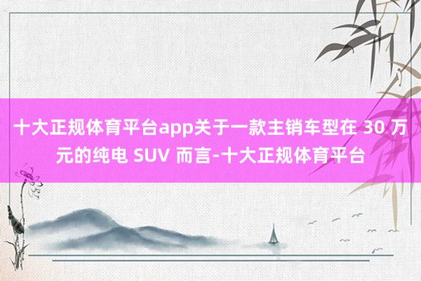 十大正规体育平台app关于一款主销车型在 30 万元的纯电 SUV 而言-十大正规体育平台