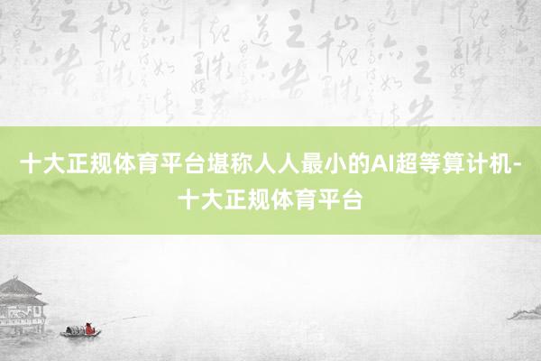 十大正规体育平台堪称人人最小的AI超等算计机-十大正规体育平台