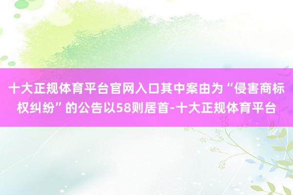 十大正规体育平台官网入口其中案由为“侵害商标权纠纷”的公告以58则居首-十大正规体育平台