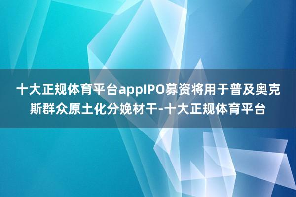 十大正规体育平台appIPO募资将用于普及奥克斯群众原土化分娩材干-十大正规体育平台