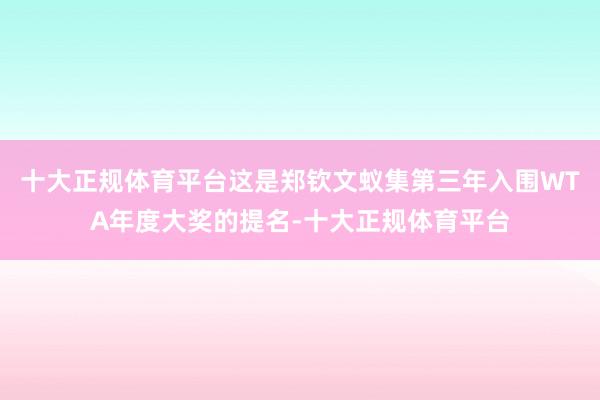 十大正规体育平台这是郑钦文蚁集第三年入围WTA年度大奖的提名-十大正规体育平台